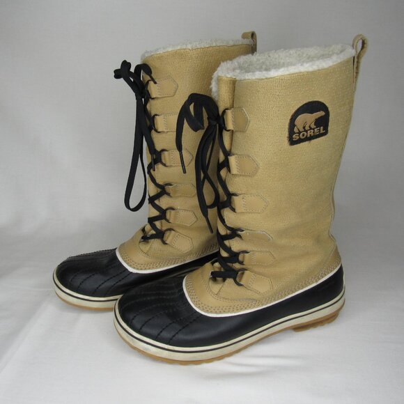 Sorel TIVOLI II HIGH Winter Boots Beige Black Women's 8 - Picture 4 of 9